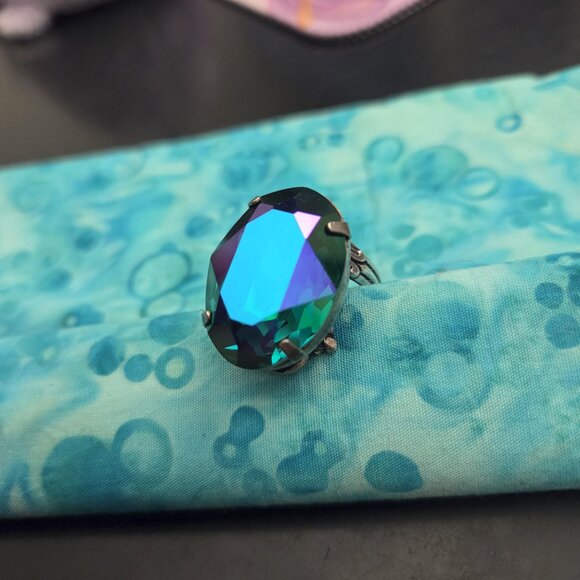 BellaLili Empress Maria Adjustable Silver Plated Swarovski Jewel Cocktail Ring - Picture 2 of 7